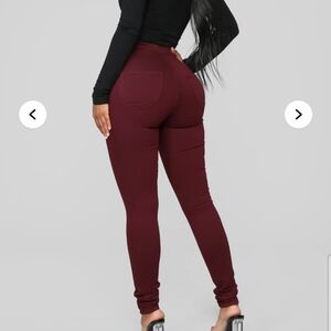 Fashion Nova Burgundy Skinny Leggings Pants Sz.9